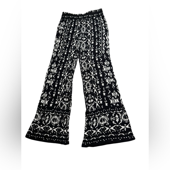 Soft Surroundings Black & White Boho Print Wide Leg Pants | Size Small - Picture 1 of 3